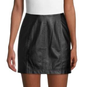 Free People Women's Modern Femme Mini Faux Leather Skirt - Black - Size 6